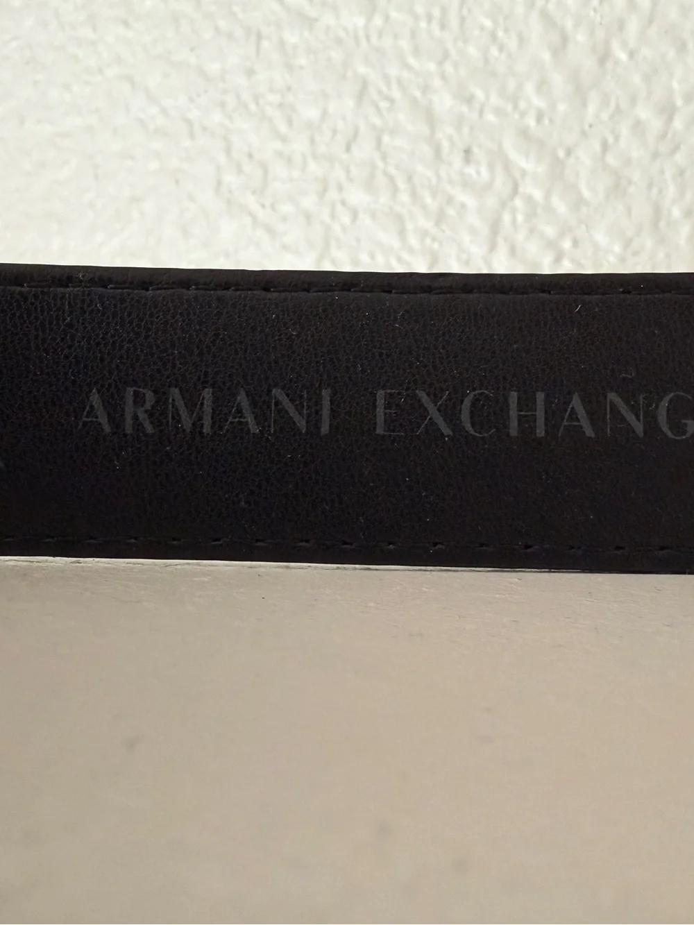 Armani Exchange Black Croc Embossed Belt Gold AX Logo Buckle 40”